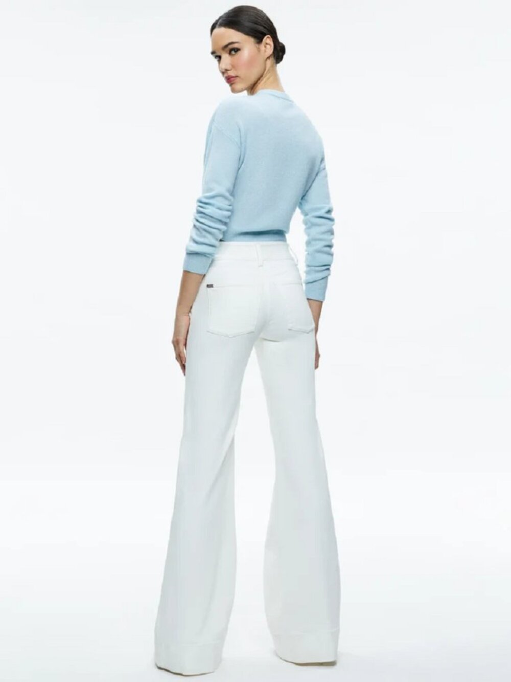 NWT Alice + Olivia Perfect High Rise Wide Leg Flare Jeans White 28